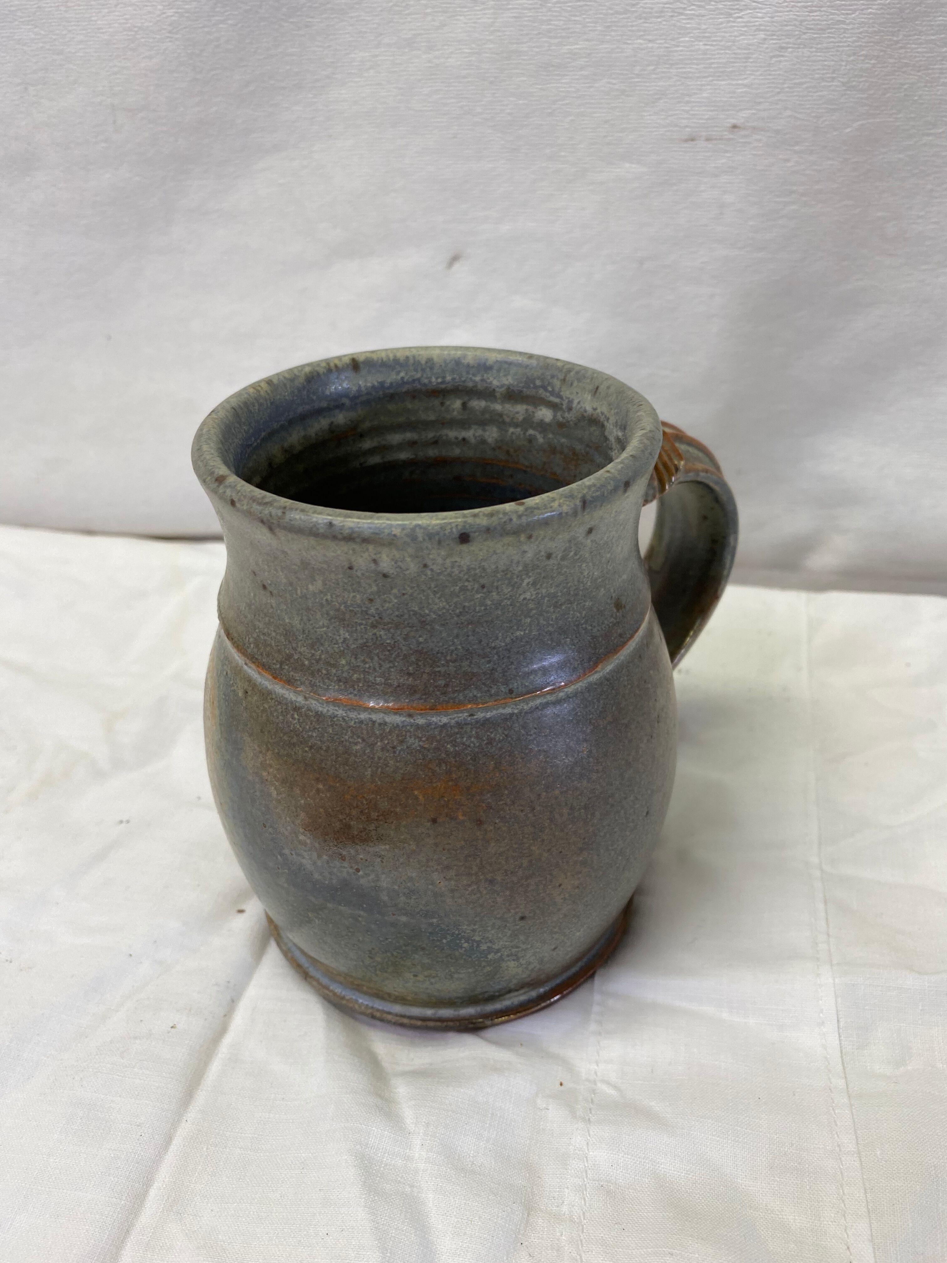 Blue sandstone pot signed