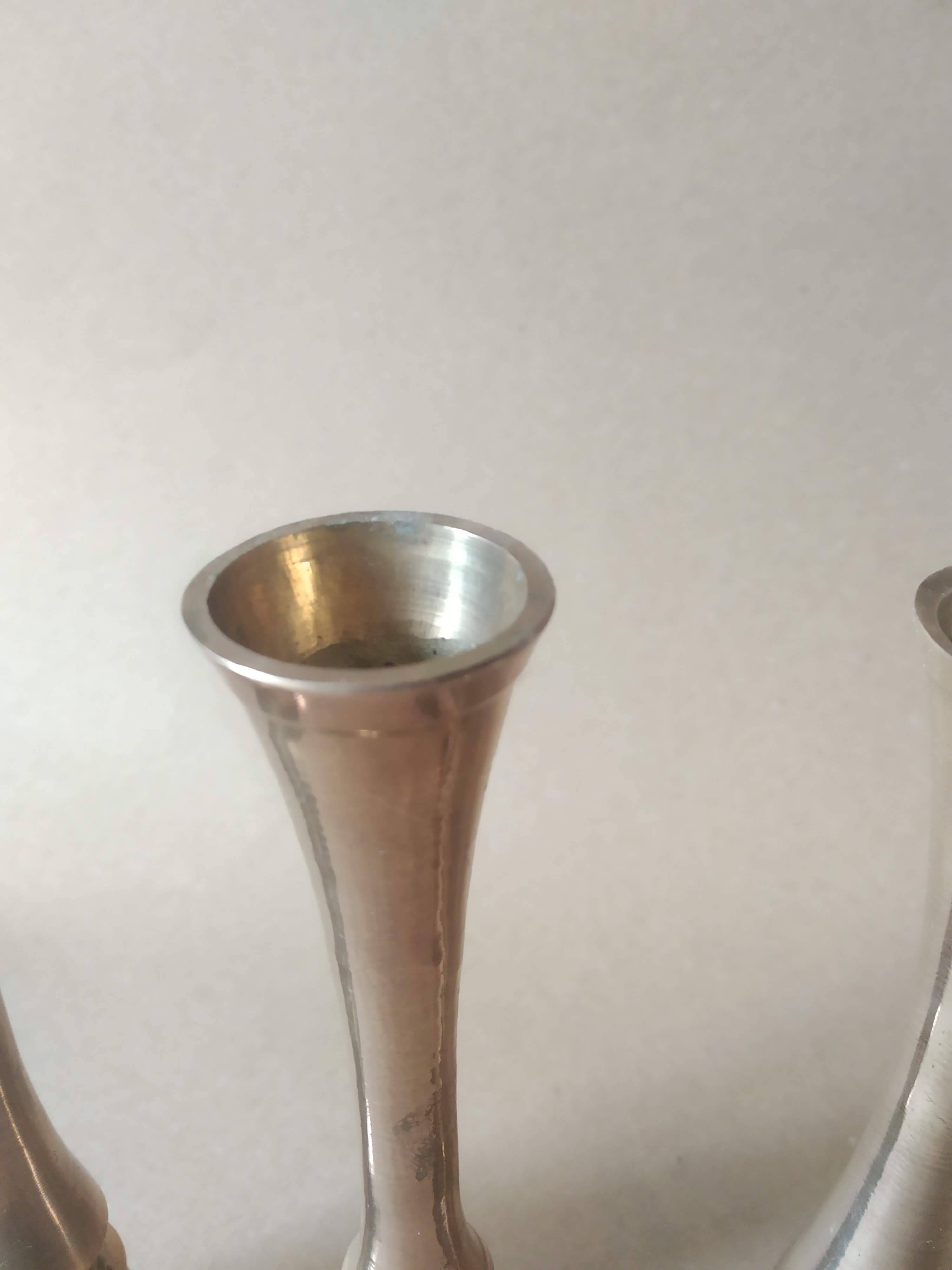 Ensemble de 5 soliflores en laiton vintage