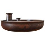 Candle holder made of stoneware with a harefur glaze