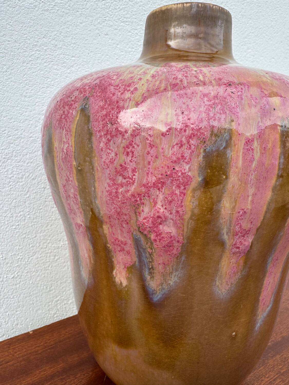 Art Deco pink glazed stoneware vase