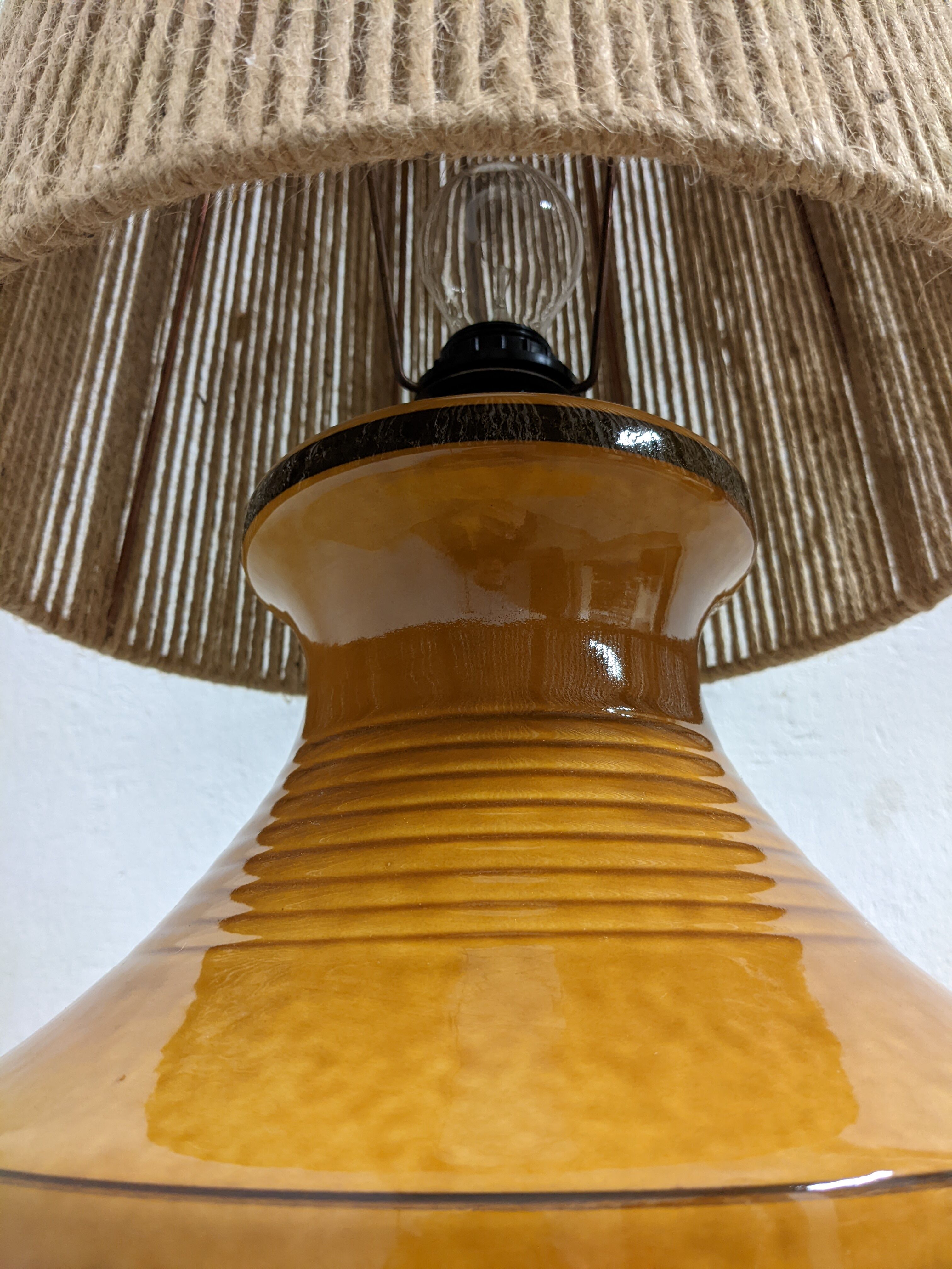 Vintage ceramic lamp and jute rope