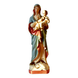 Ancient plaster statue of the Virgin and Child Jesus - hand painted - 54 cm - 1936