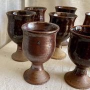 Service of 8 vintage pyrite stoneware glasses from 1960 by Albert THIRY (Vallauris)