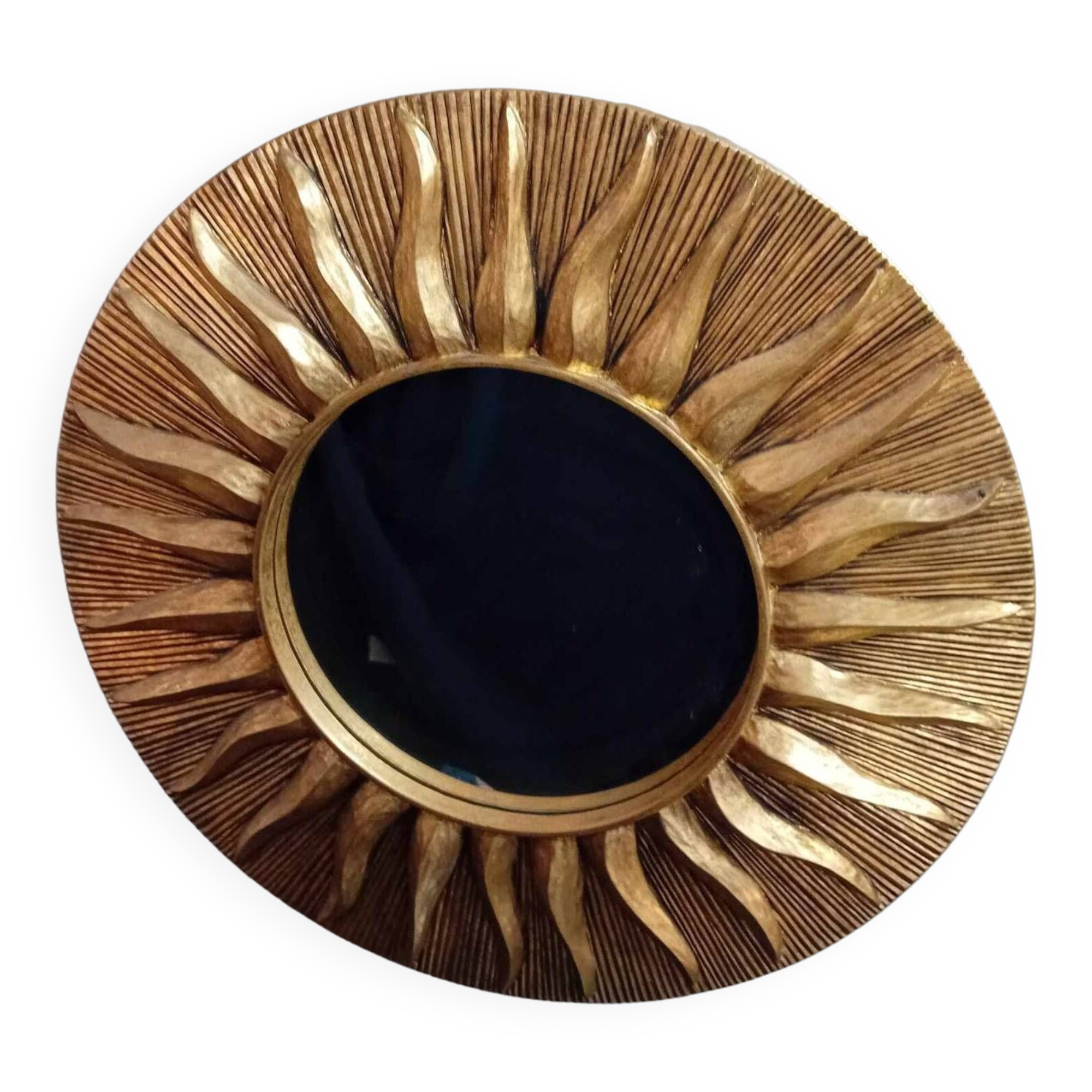Sun mirror in gold-leaf resin from the 70s