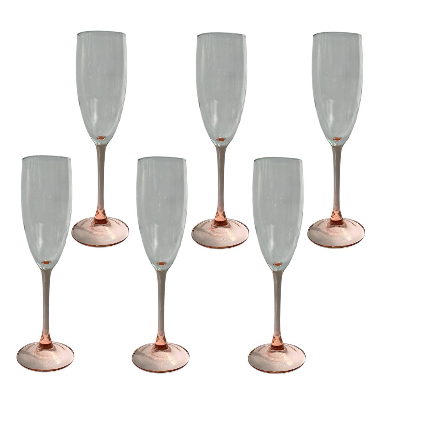 Set of 6 ROSALINE Champagne Flutes – Vintage Pink Glass