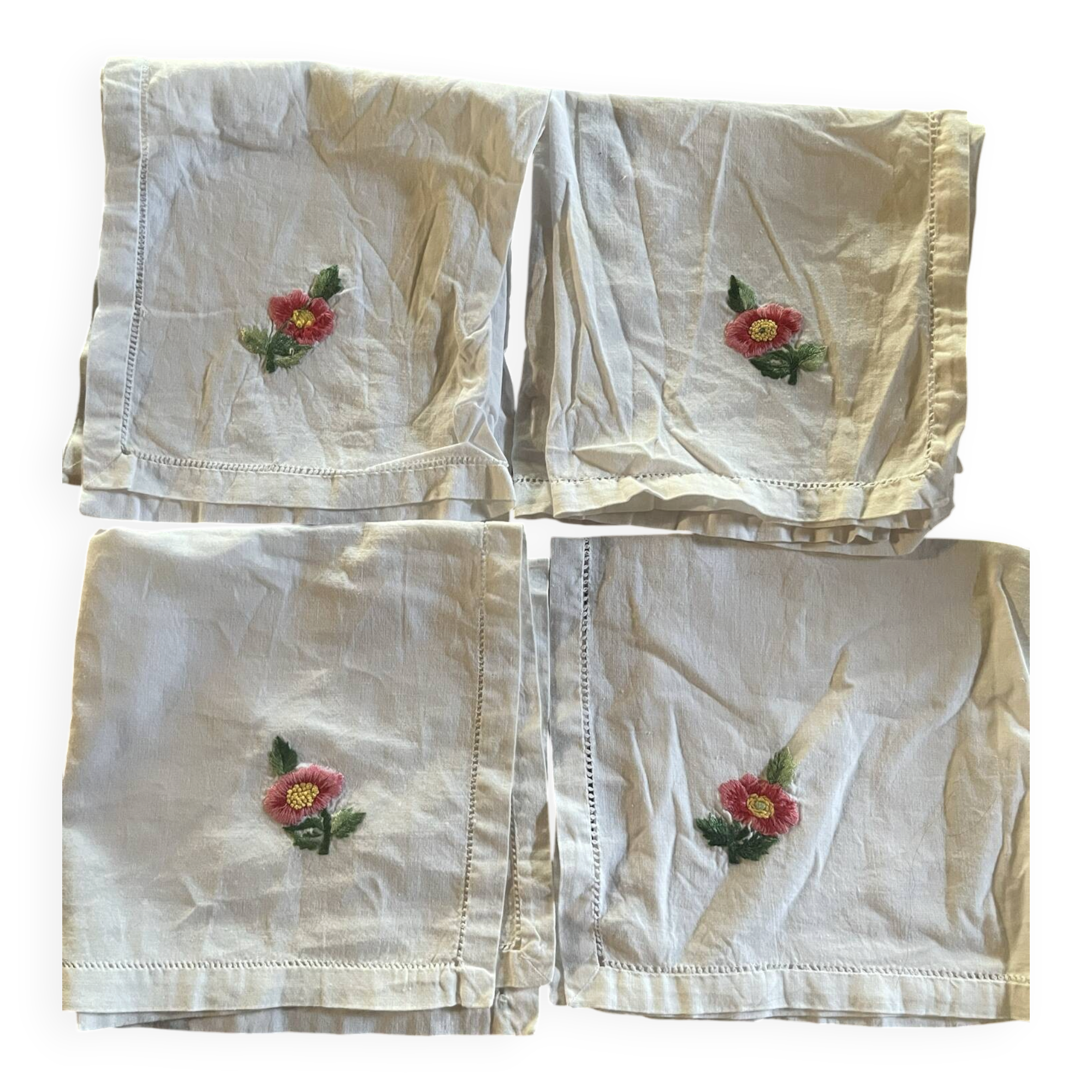 4 old table napkins