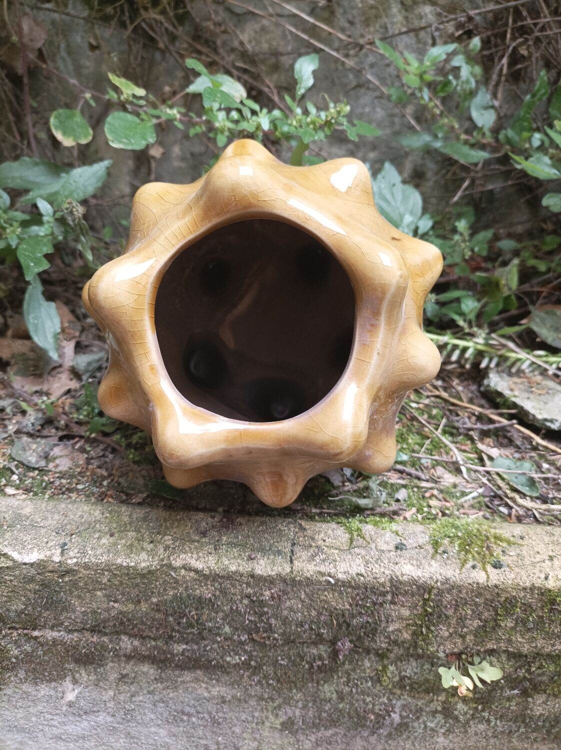 Mustard glazed ceramic vase