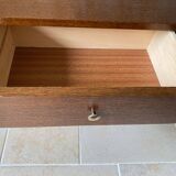 60s bedside table varnished wood compass feet