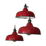 Day blind enamelled red industrial lamp