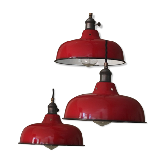 Abat jour émaillé lampe industrielle rouge
