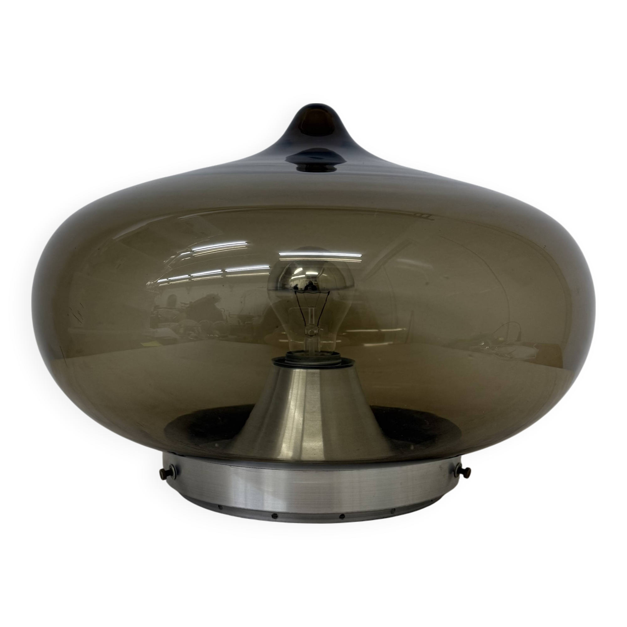 Mid-century Dijkstra smoked glass ceiling lamp space age, 1970’s