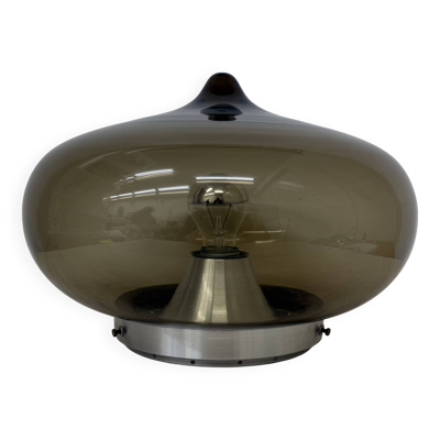 Plafonnier en verre fumé Dijkstra du milieu du siècle, Space Age, années 1970