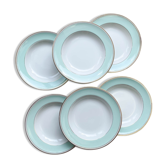 6 assiettes creuses faïence luneville lakme