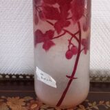 Magnificent pair of glass paste vases signed LEGRAS ruby model