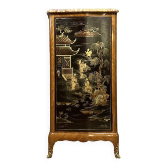 Maison Pierrefeu in Lyon: Furniture at support height in marquetry and Chinese lacquer circa 1900