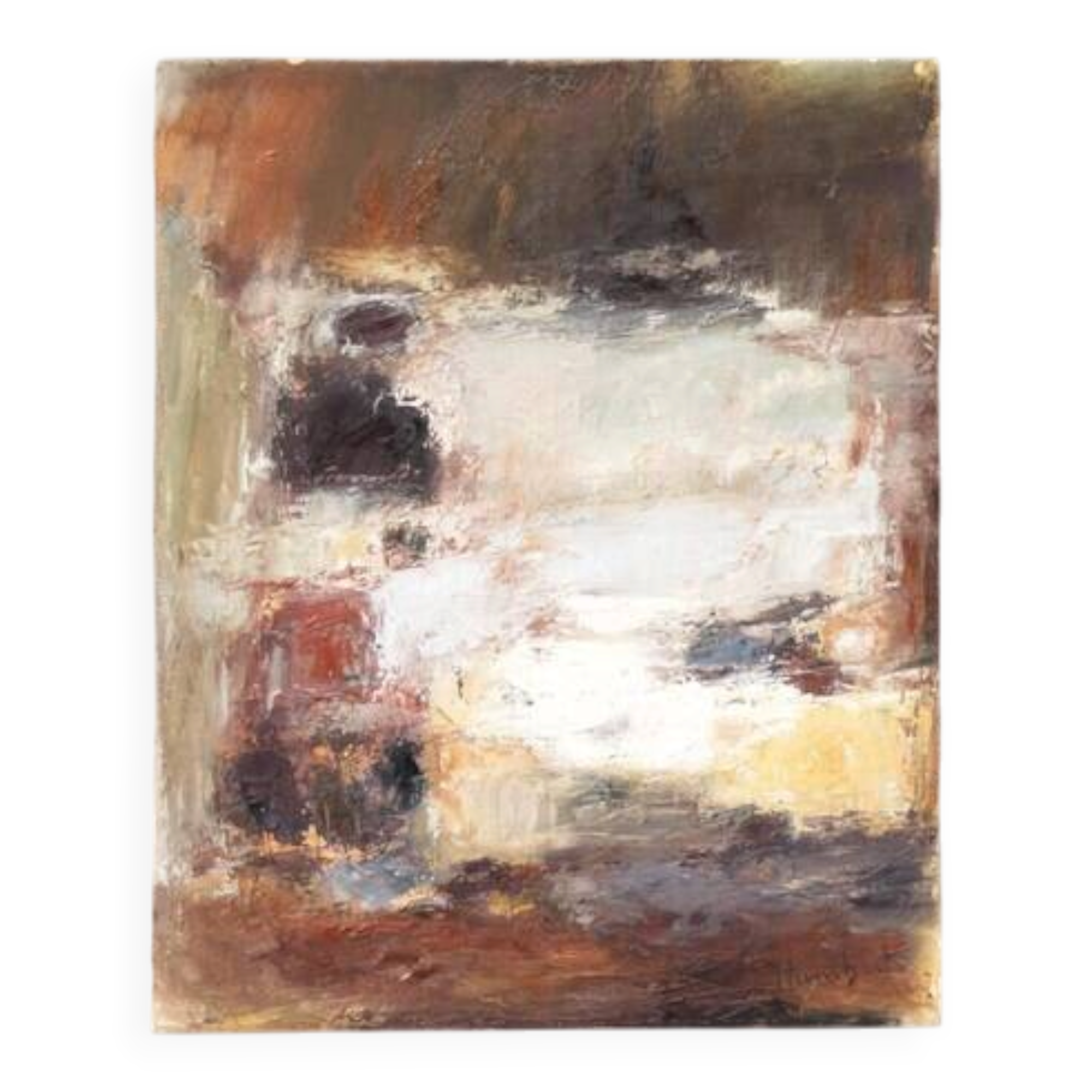 Oil on canvas signed Monique Humbert, abstract composition, wall painting, interior decoration.