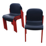 Set 4 - stackable chair Typy Massimo Papiri black red postmodern 1990s