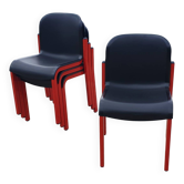 Lot de 4 chaises empilables Typy Massimo Papiri noir rouge postmoderne années 1990