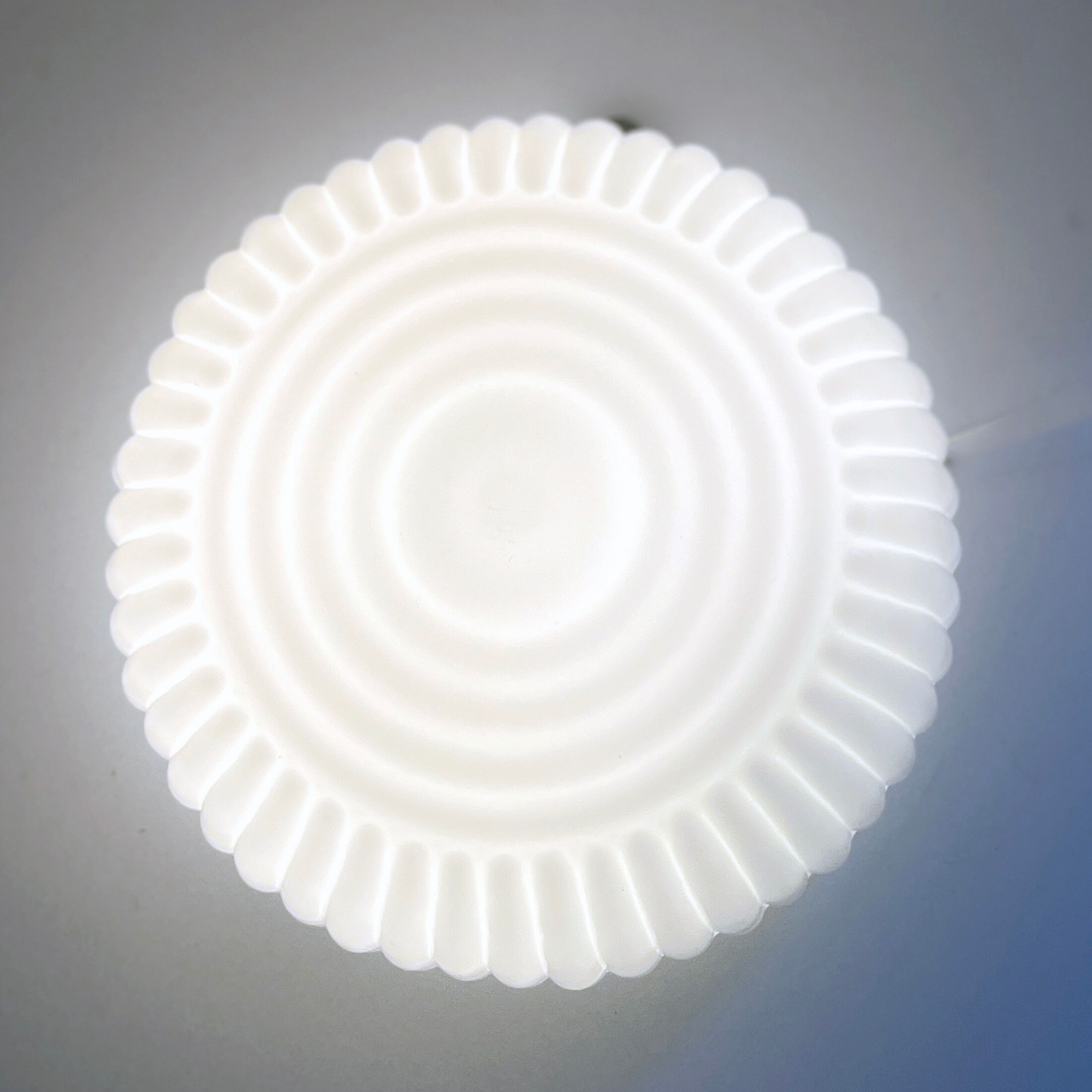 White glass plafond Polam Wikasy, Poland 1970s.