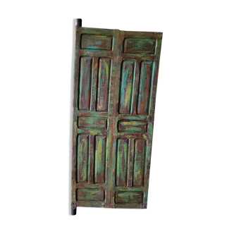 Old wooden door green and brown patina