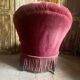 Antique Napoleon III period upholstered toad armchair – 19th century – Upholstered red velvet