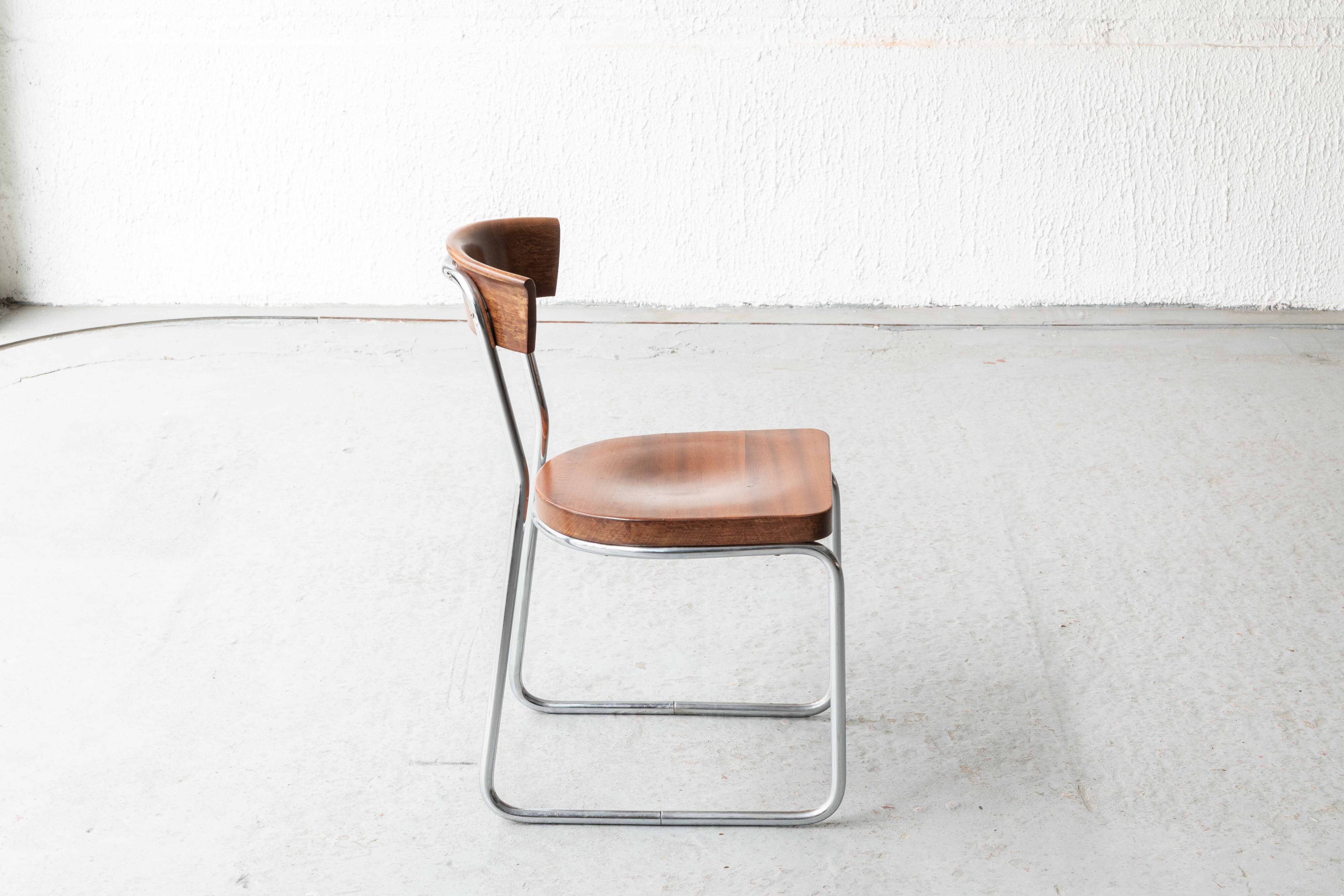 Set of 4 'B257' dining chairs by Emile Guillot, 1920s