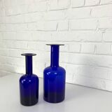 Pair of Danish Holmegaard Gulv vases design Otto Brauer in cobalt blue glass