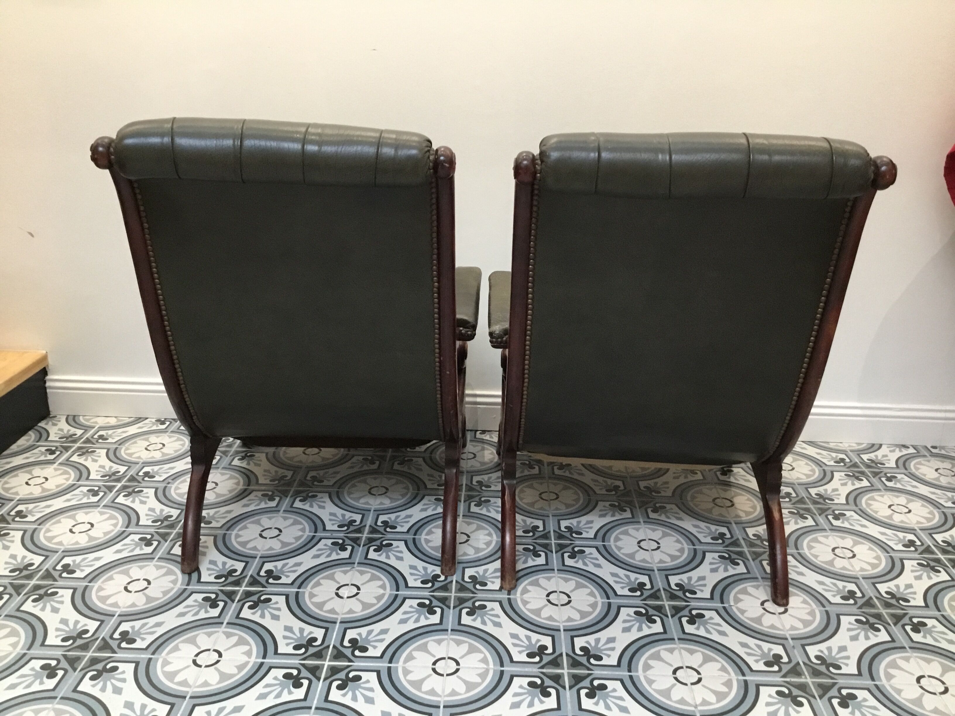 Pair of chesterfield style armchairs