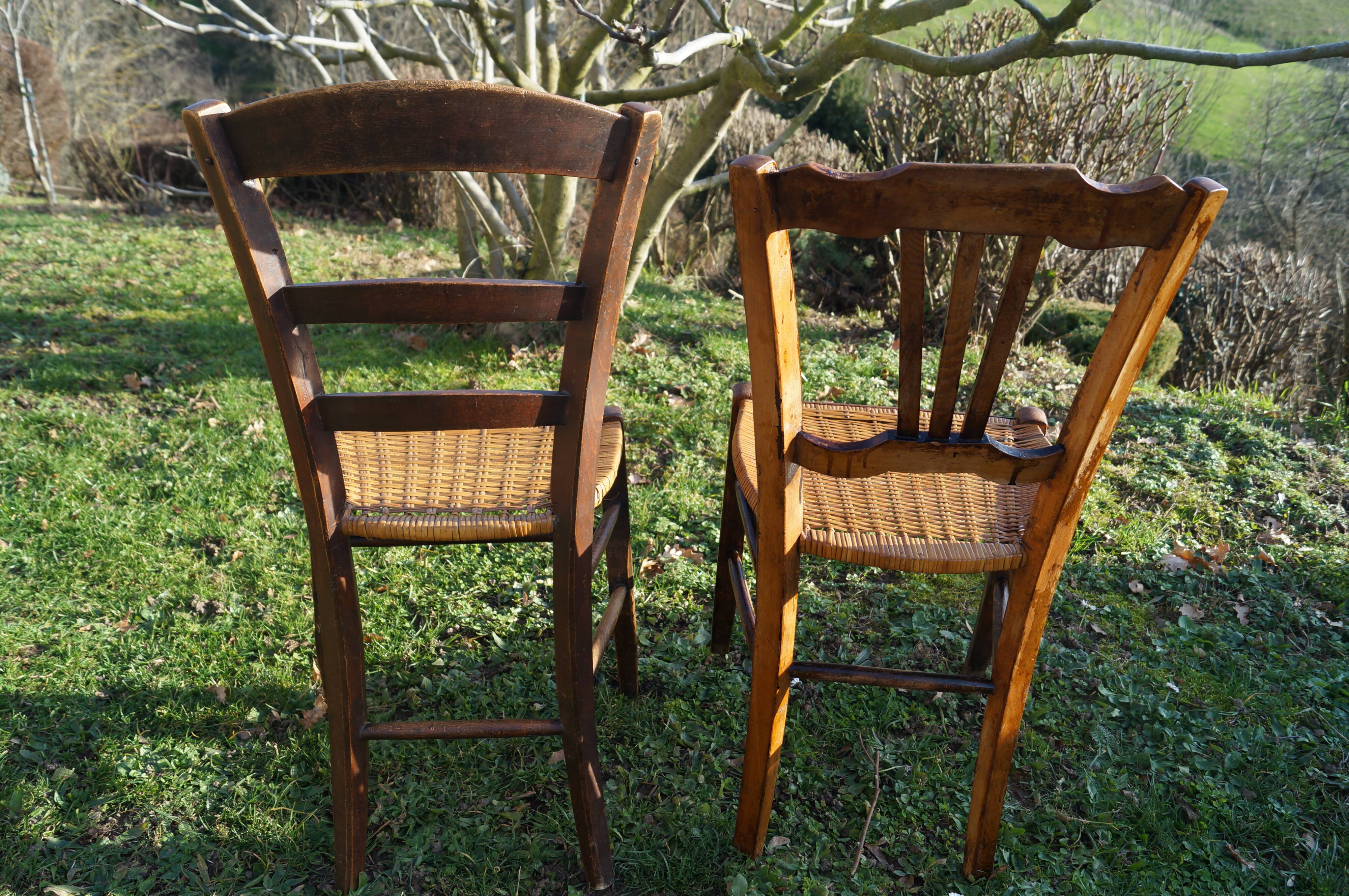 2 straw bistro chairs