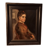 Old portrait, oil on canvas, portrait of a woman, late nineteenth century