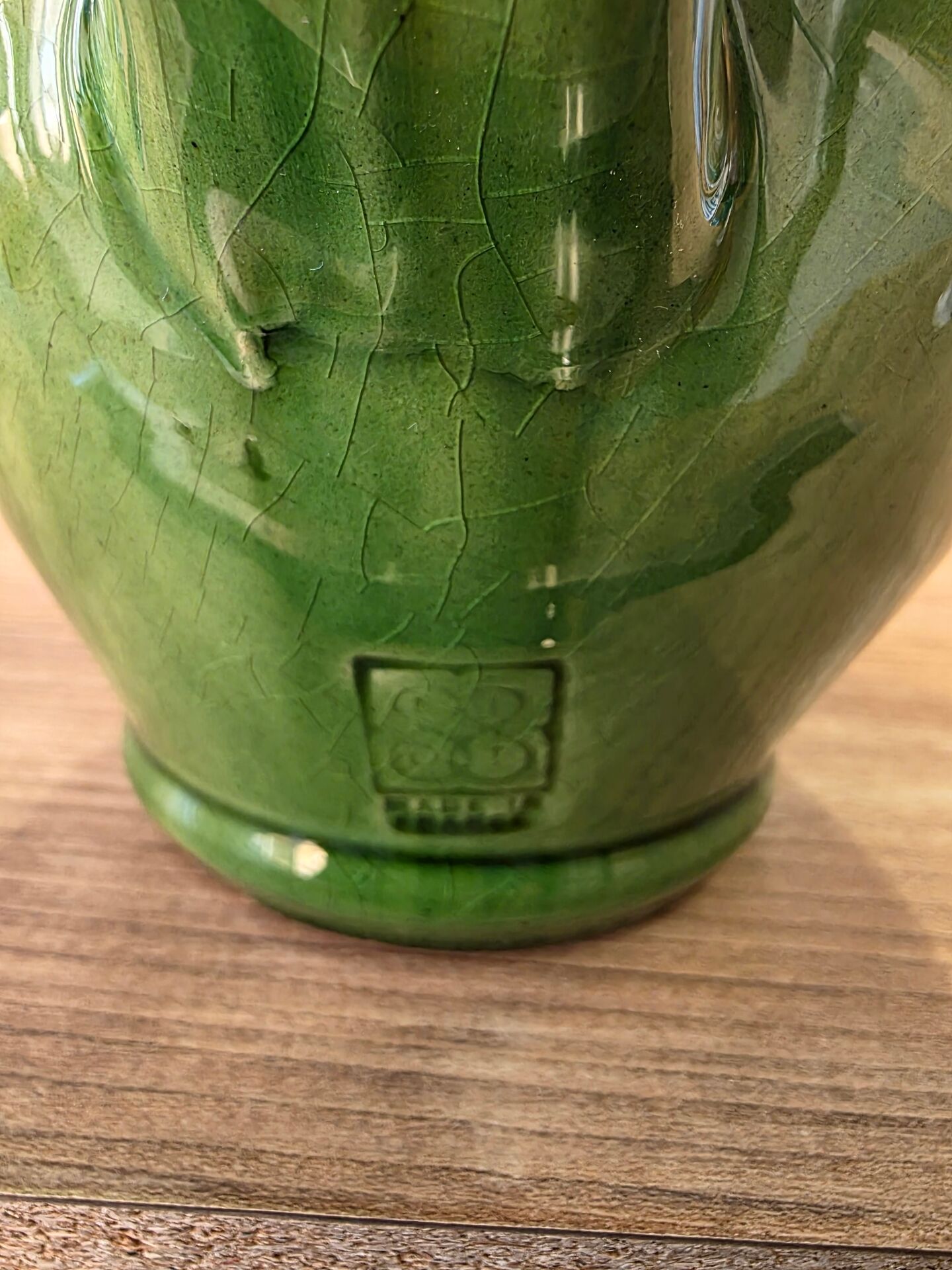 Pichet, vase Biot vert vintage