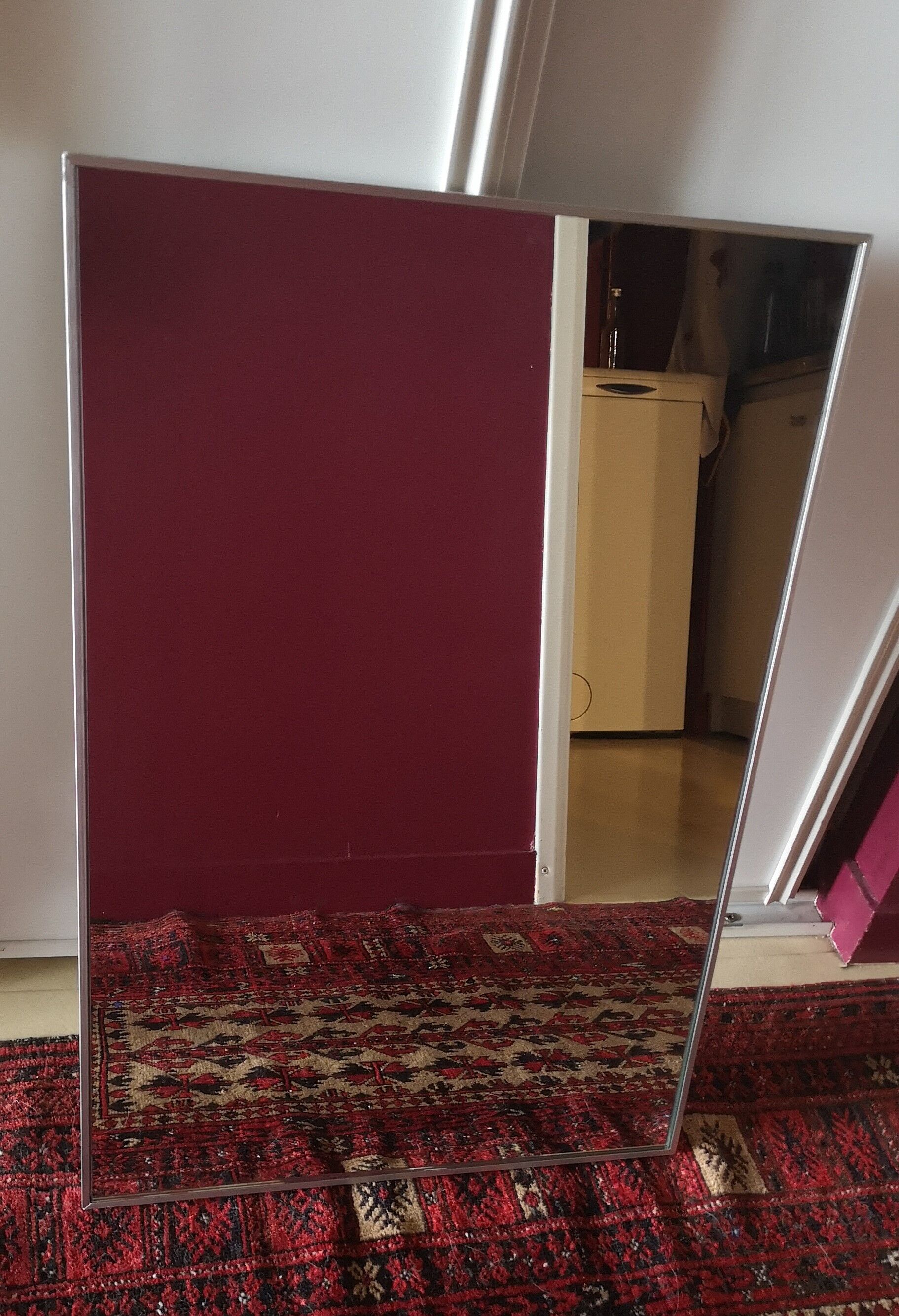 Mirror frame in gray brushed aluminum - 1980s 60x40cm