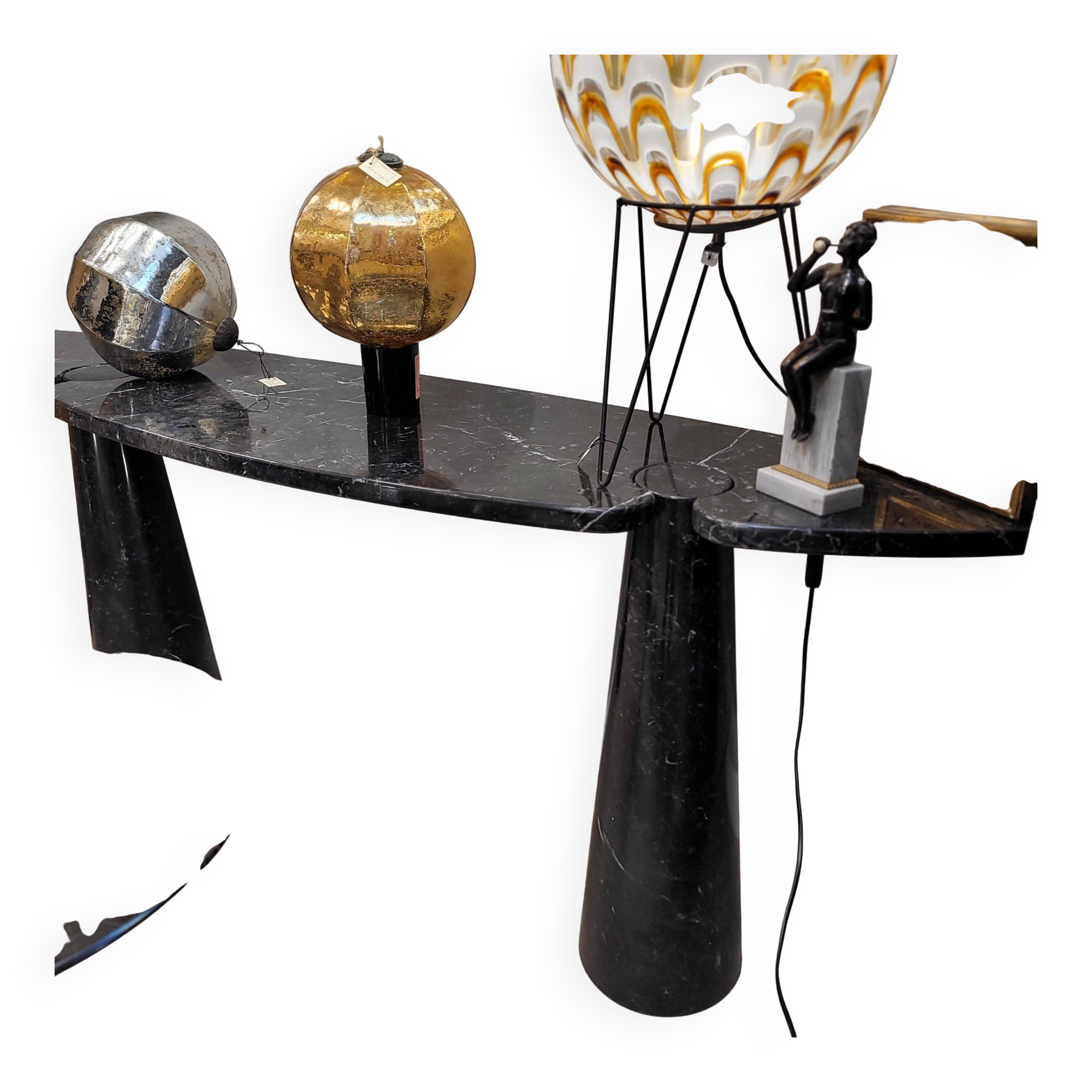 Console EROS, black Marquina marble, Angelo Mangiarotti for Skipper, 1970