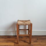 Wooden and straw stool