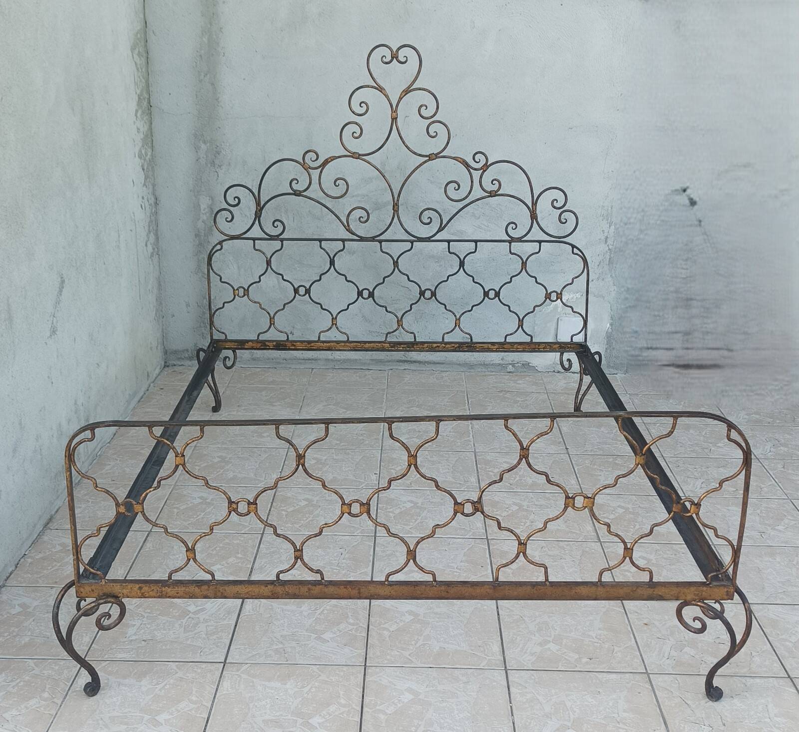 Louis XV style wrought iron bed