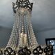Hot air balloon chandelier in silver bronze and crystal tassels