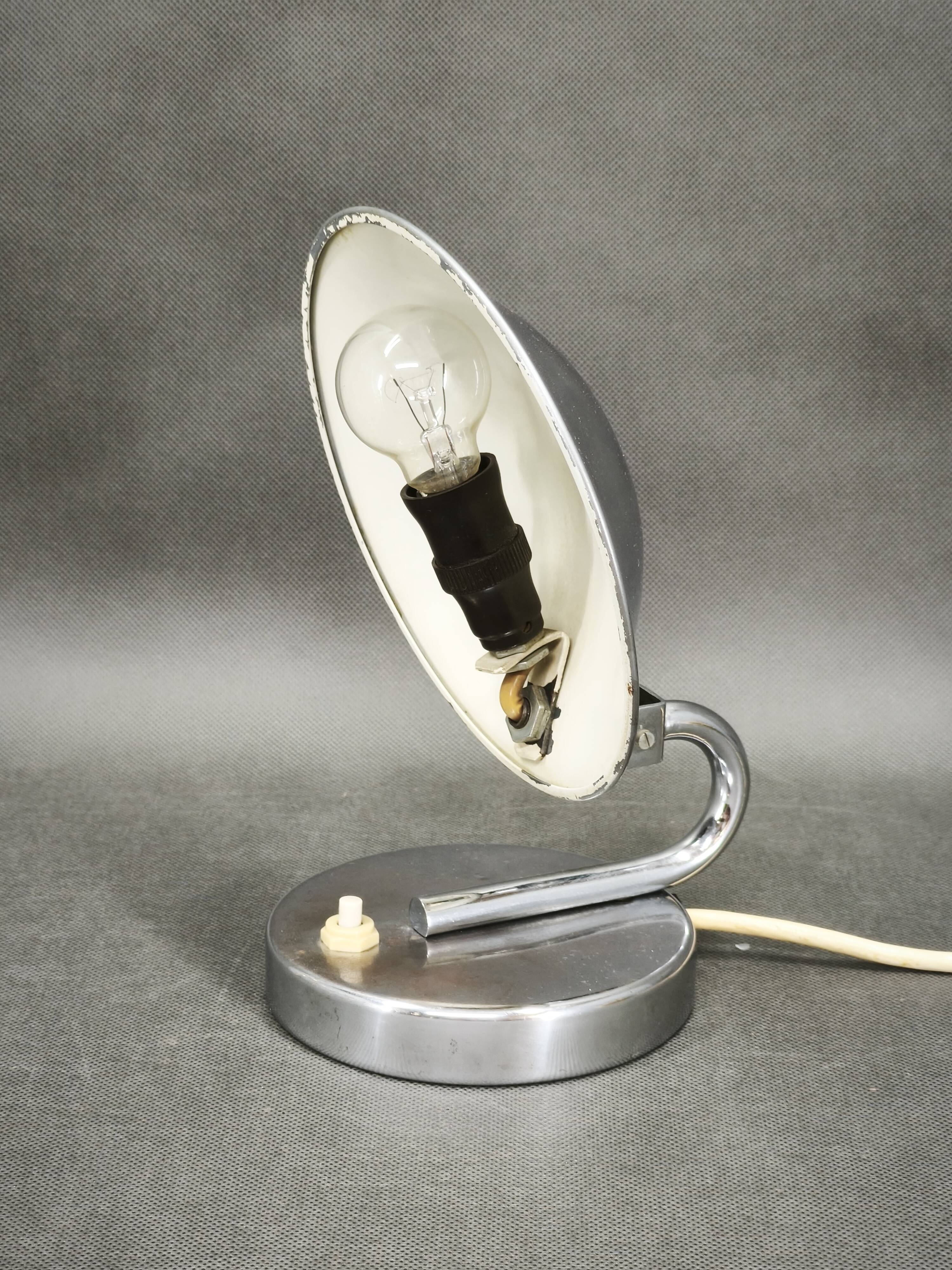1930s Bauhaus Chrome Table Lamp Model 3530 by Napako, Czechoslovakia