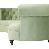 Banana sofa type chesterfield velvet and wood