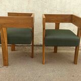 Pair of tripod armchairs ancient solid teak, 60