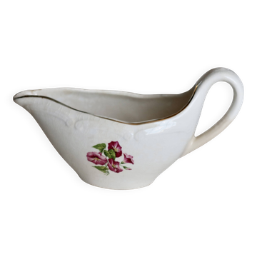 Vintage earthenware sauceboat – Moulin des Loups – Floral pattern