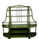 Buffet en rotin vert et hêtre, années 1970