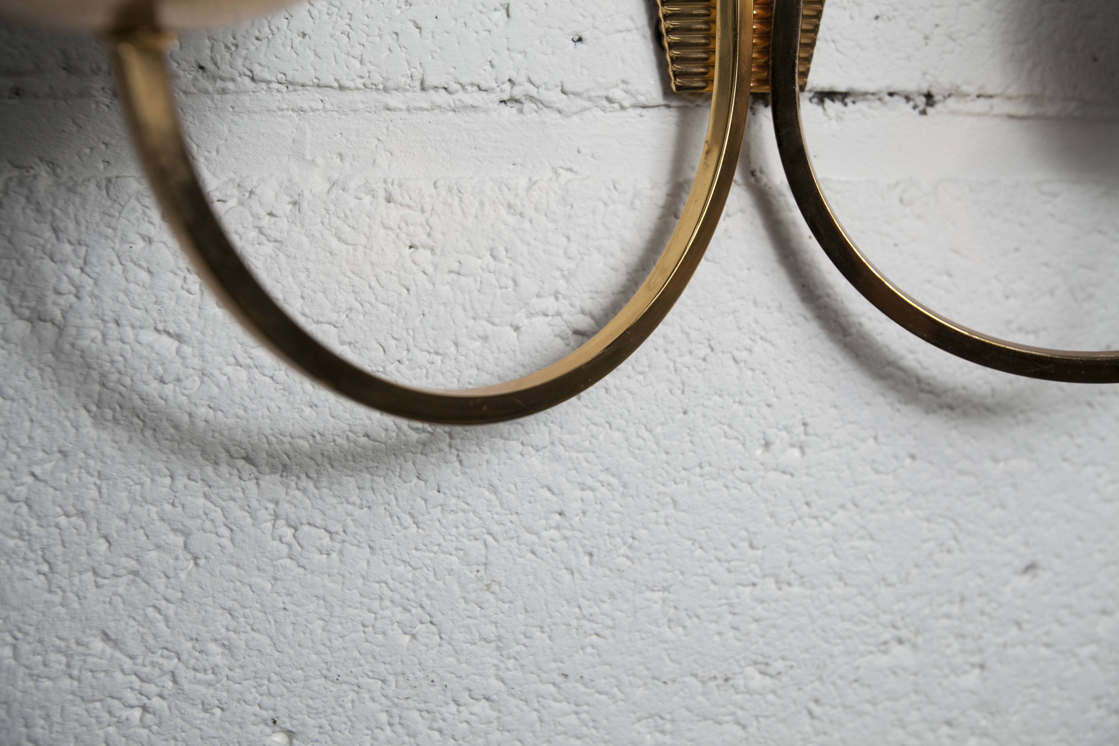 Pair of 1960 opaline and brass wall lights from Italy