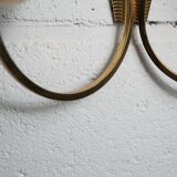Pair of 1960 opaline and brass wall lights from Italy