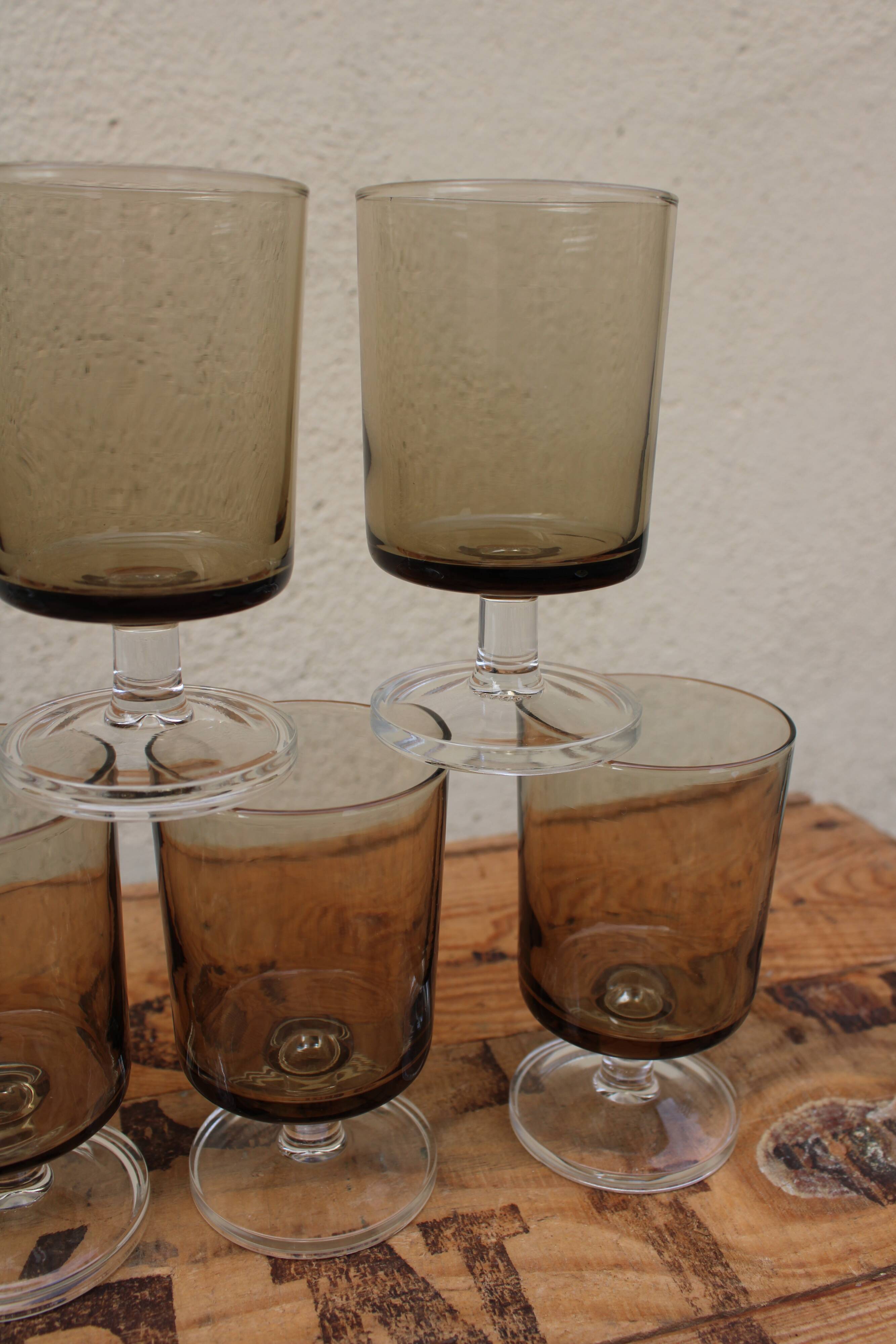 9 Luminarc amber glass wine glasses