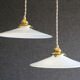 2 French suspensions in smooth white opalines with new cables and sockets