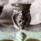 Pair of candlesticks 3 arms in glazed ceramic