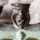 Pair of candlesticks 3 arms in glazed ceramic