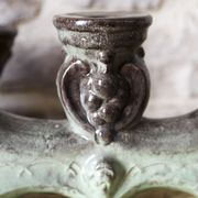 Pair of candlesticks 3 arms in glazed ceramic