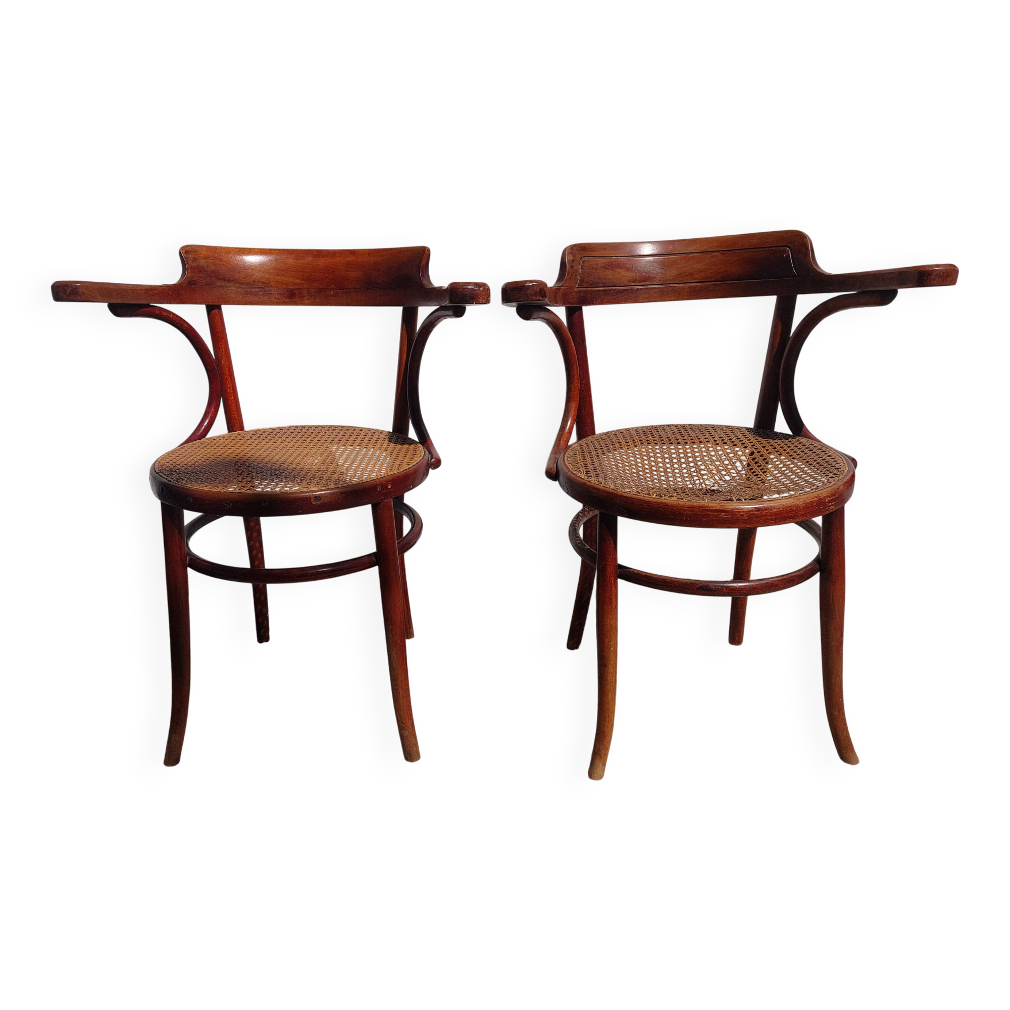 Paire de fauteuils cannés Fischel