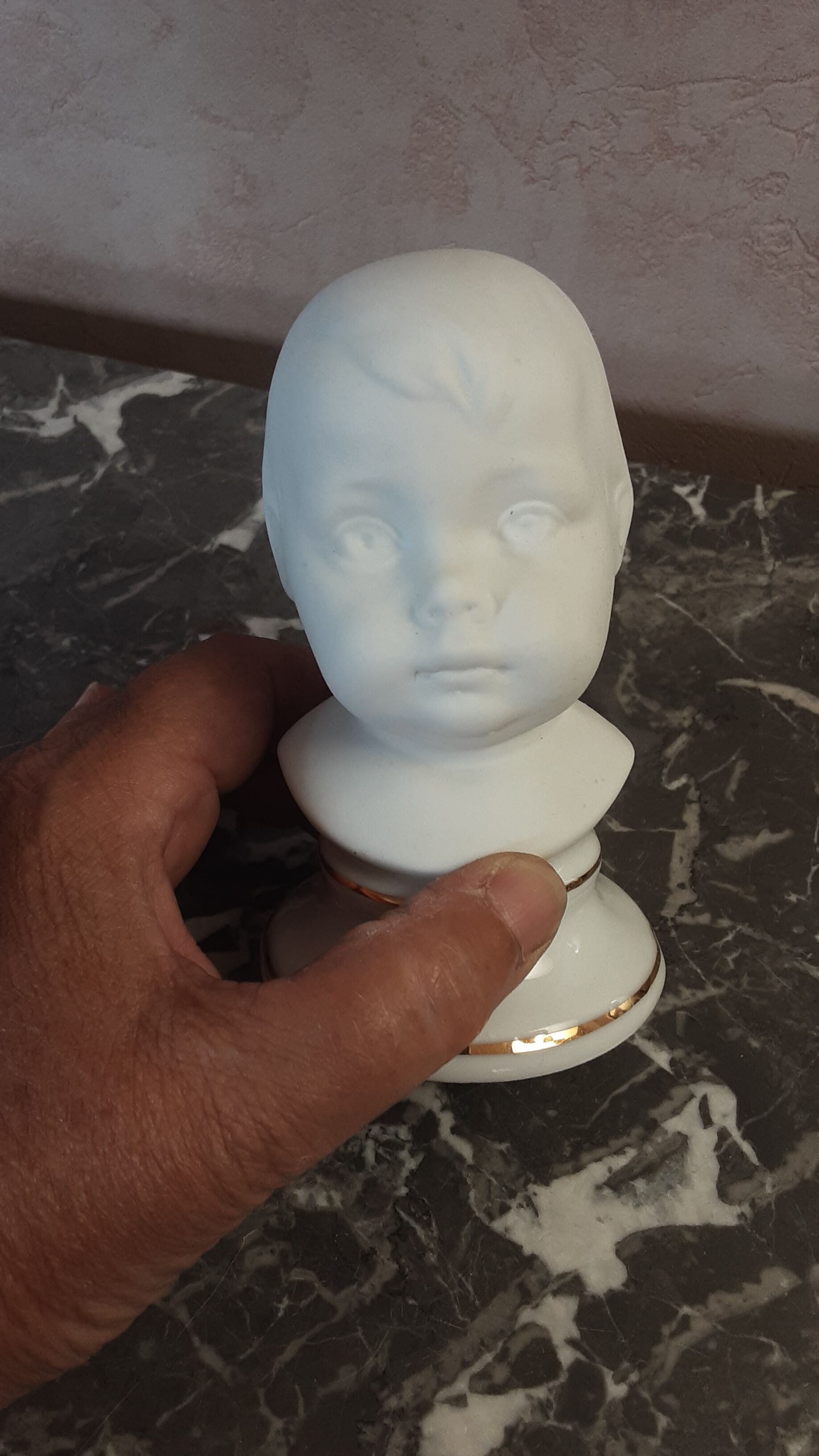 2 busts girl and boy - vintage porcelain biscuit
